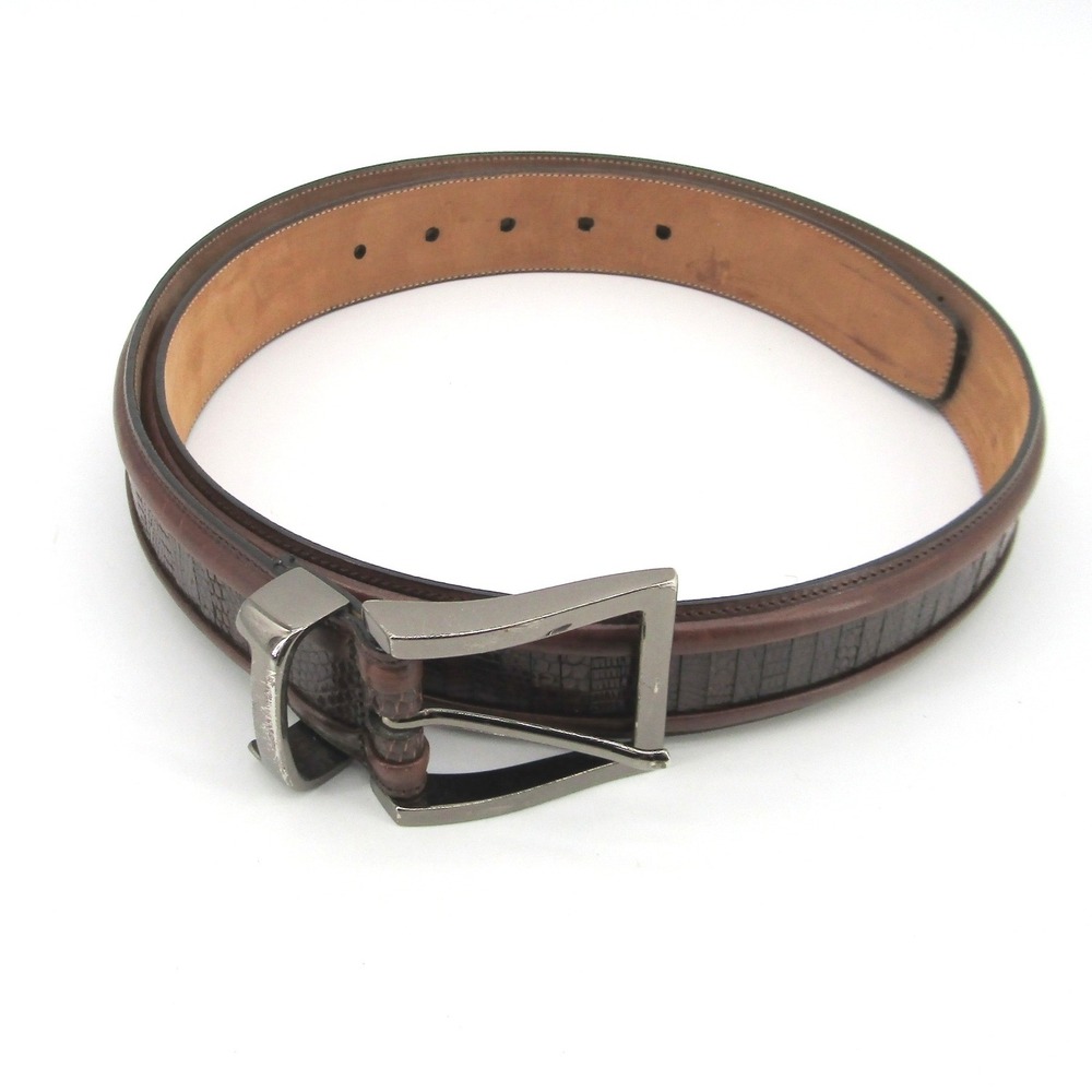 Barcelino Mens Brown Genuine Lizard Leather Belt Made in Spain Size 38 5181